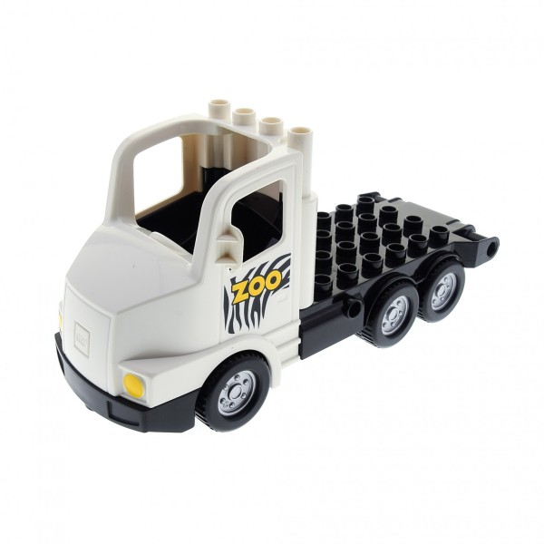 1x Lego Duplo Fahrzeug LKW creme weiß schwarz Zebra Zoo 4653071 87700c03pb01
