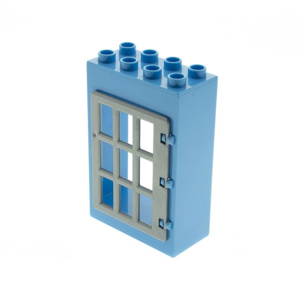 1x Lego Duplo Tür Rahmen hell blau 2x4x5 Gitter Türblatt perl grau 31171 92094