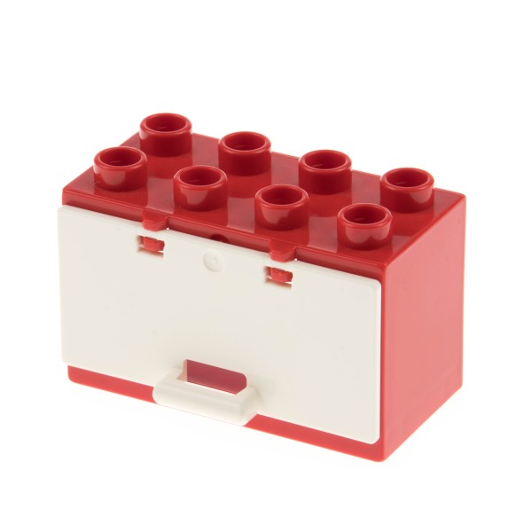 1x Lego Duplo Container Stein rot 2x4x2 Klappe weiß Feuerwehr 10563 60775