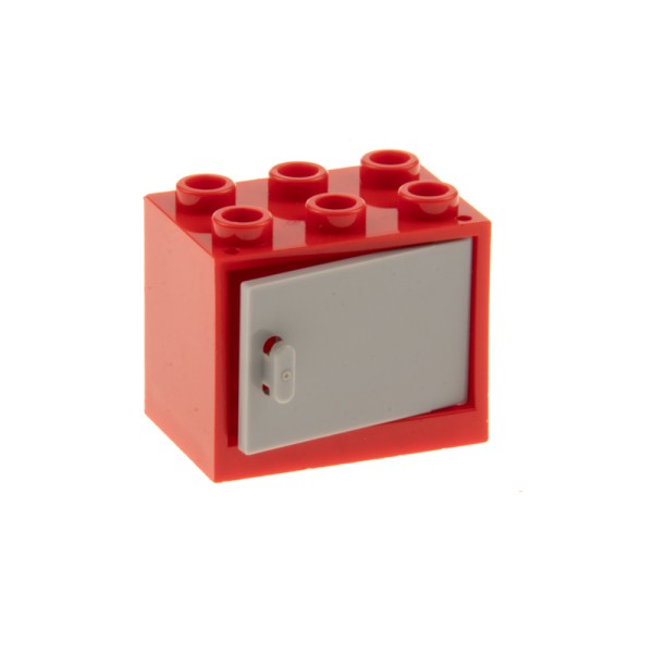 1x Lego Schrank Gehäuse 2x3x2 rot Tür neu-hell grau Kiste 4533 92410 4532b