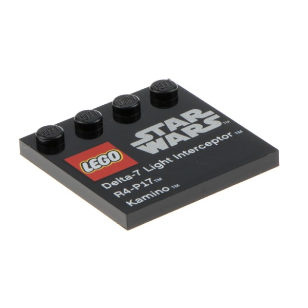 1x Lego Fliese modifiziert 4x4 schwarz bedruckt Star Wars Kamino 75006 6179pb055