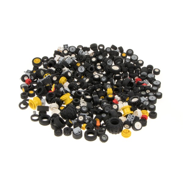 0,90 kg Lego Räder Großpack Set Reifen Felgen klein grau Auto Rad Mischung