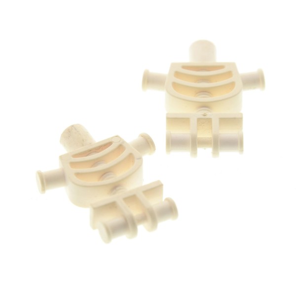 2 x Lego System Torso Oberkörper Figur Skelett weiss Oberkörper Rippen Knochen mit dicken Schulter Pins 4508143 60115