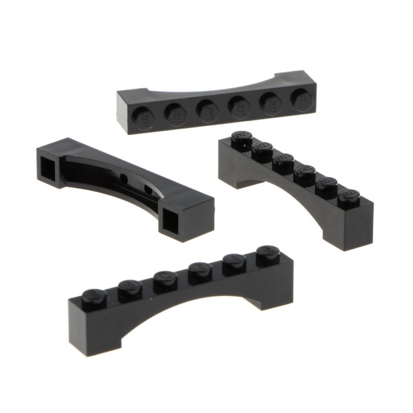 4 x Lego Bogenstein 1x6x1 schwarz rund Bogen erhöht Brücke Burg 4620763 92950