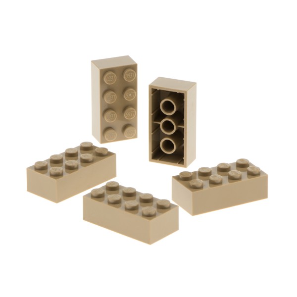 5x Lego Bau Stein 2x4x1 dunkel beige Basic 4497066 3556 15589 54534 72841 3001