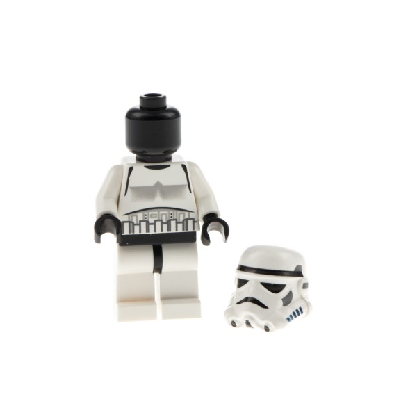 1x Lego Figur Star Wars Stormtrooper weiß Kopf schwarz Helm Typ2 sw0036b