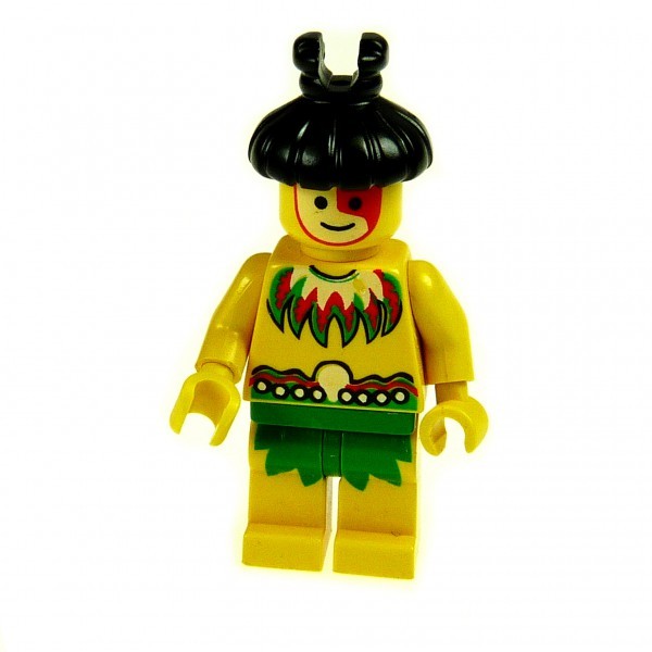 1 x Lego System Figur Insulaner gelb grün Insel Bewohner Piraten Eingeborener Set 1733 6246 6236 6256 pi070