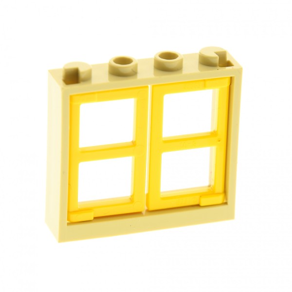 1x Lego Fenster Rahmen beige 1x4x3 2 Flügel Fensterläden gelb dick 60608 60594