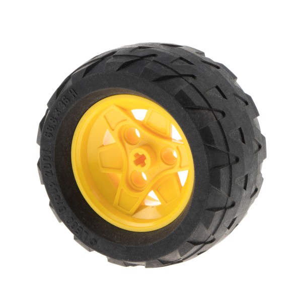 1x Lego Technic Rad schwarz 68.8x36 H Ballon Reifen Felge gelb 41893 41896c02