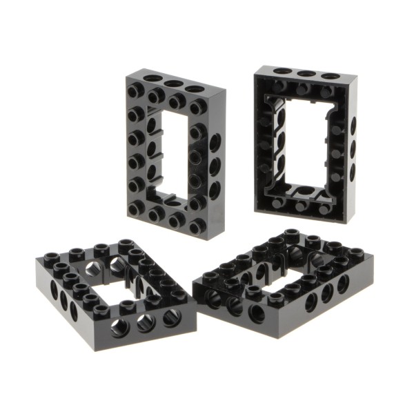 4x Lego Technic Bau Stein Rahmen 4x6 schwarz Lochbalken Punkt 4144025 32531
