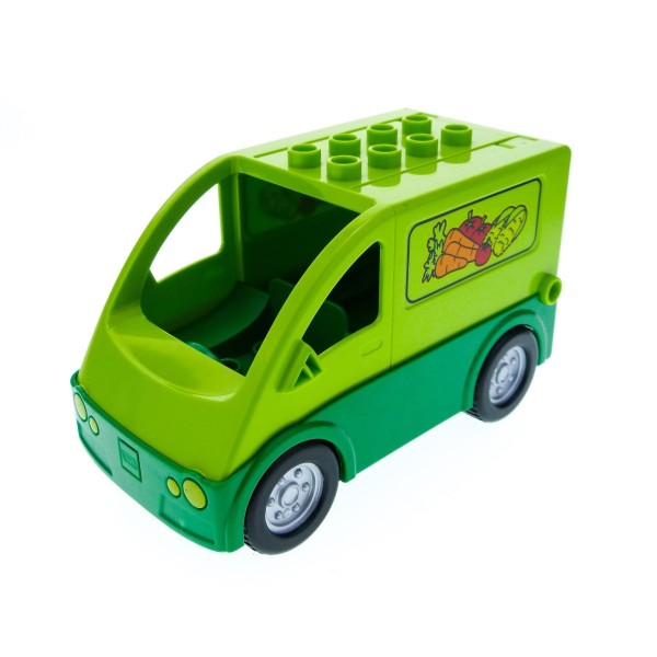1x Lego Duplo Transporter B-Ware abgenutzt grün Auto Gemüse ohne Klappe 58234