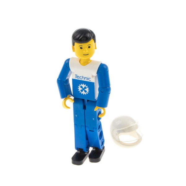 1x Lego Technic Figur Mann Rennfahrer blau Zahnrad Helm weiß 2706 tech005a