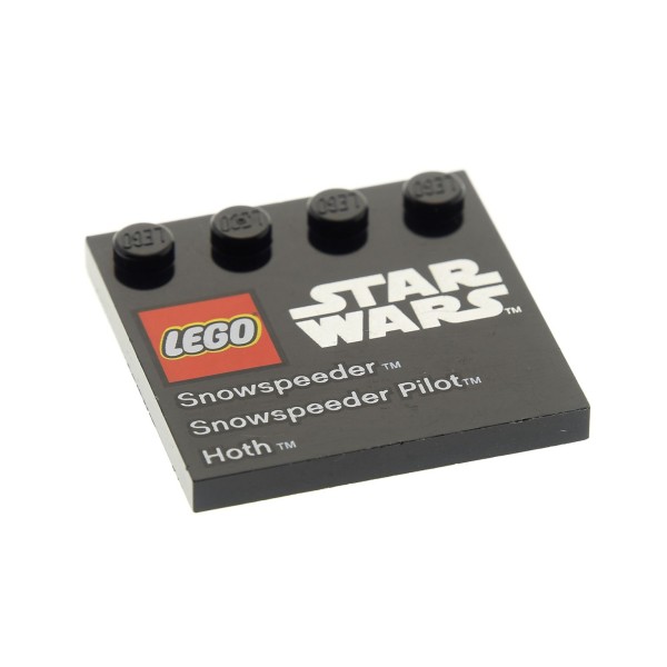 1x Lego Fliese modifiziert 4x4 schwarz bedruckt Star Wars Hoth 75009 6179pb062