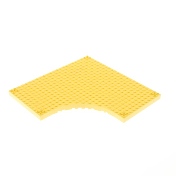 1x Lego Bau Platte modifiziert 24x24x1 hell gelb Ausschnitt rund Zapfen 47115