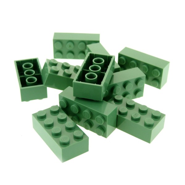10x Lego Bau Stein sand grün 2x4 Star Wars Hobbit 79018 3450 7194 4155057 3001
