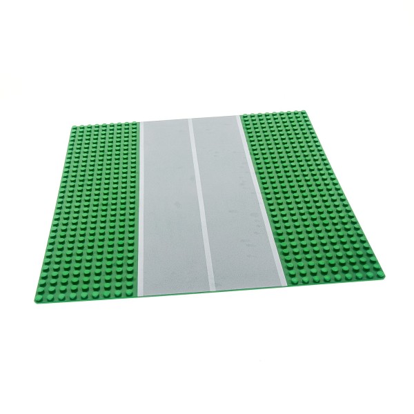 1x Lego Bau Platte B-ware abgenutzt 32x32 Gerade 9N grün grau Straße 606p33