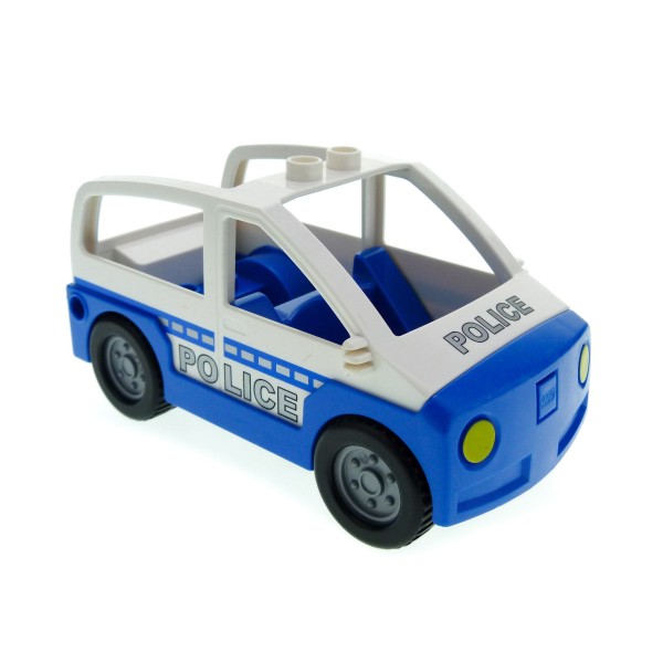 1x Lego Duplo Fahrzeug B-Ware abgenutzt Auto blau weiß Polizei 4354c03pb01