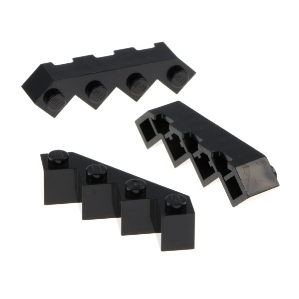 3x Lego Stein modifiziert 4x4x1 schwarz vier Ecken Facetten Zinne 6039347 14413