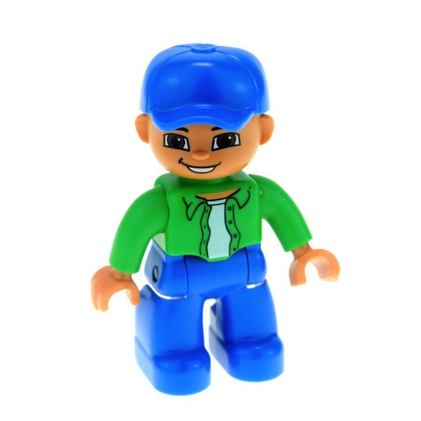 1x Lego Duplo Figur Mann blau Jacke grün Basecap blau Vater 47394pb087