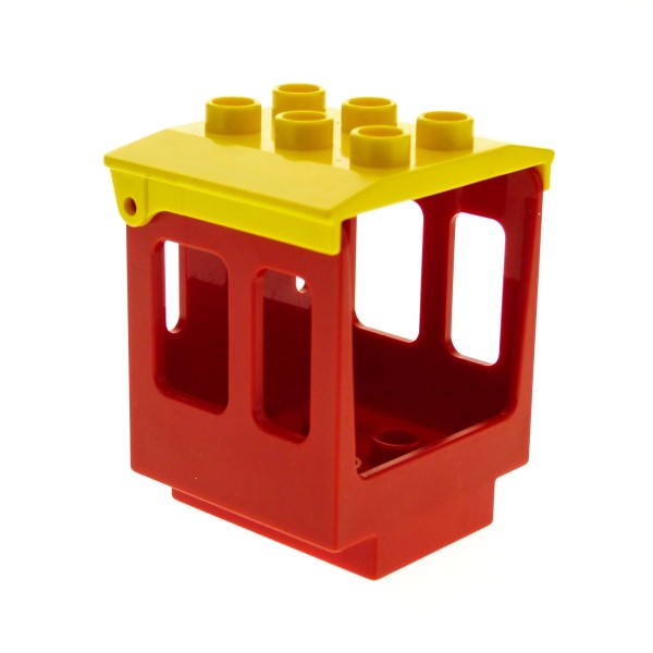 1x Lego Duplo Kabine Zug 3x3x3 1/2 rot Dach gelb Lok Schiebelok 4543 92453