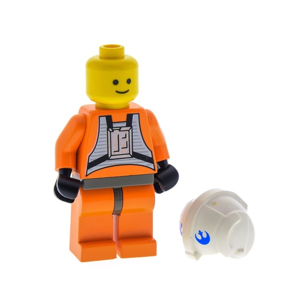 1 x Lego System Figur Star Wars Dak Ralter Pilot Torso orange Hüfte alt-dunkel grau Rebellen Helm weiss bedruckt 7130 x164px3 973ps1c01 sw012