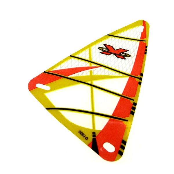 1 x Lego System Segel Plastik Dreieck transparent weiss gelb rot 9x15 bedruckt X Extreme Team Logo Wind Strand Segler Set 6572 x772px5