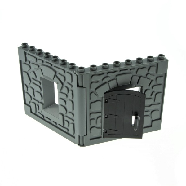 1x Lego Duplo Wand Element neu-dunkel grau Tür schwarz Burg 51288 51695 51697