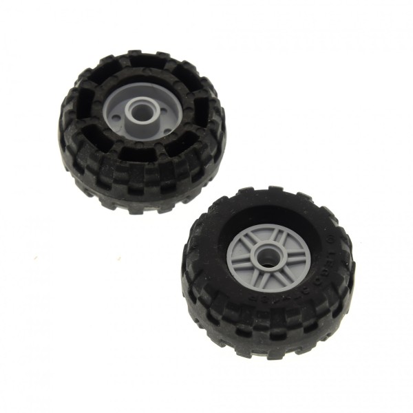 2x Lego Rad schwarz 37x18R Felge neu-hell grau 18x14 Pin Loch 56891 55981c04