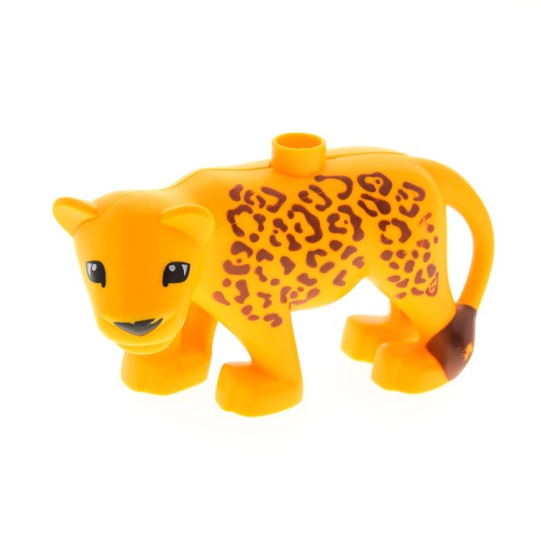 1 x Lego Duplo Tier B-Ware abgenutzt Leopardin gelb orange Leopard Gepard mit Muster Löwe Zoo Safari groß Katze 6156 8435pb01