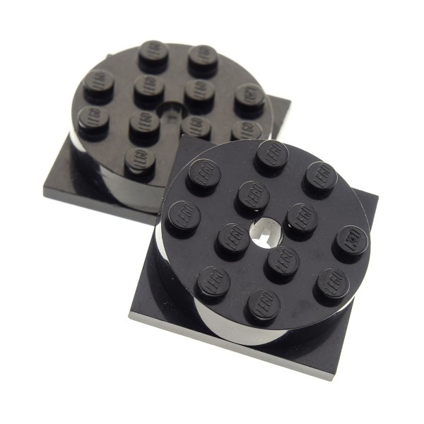 2x Lego Rund Stein 4x4 schwarz Drehscheibe Teller Platte schwarz 6286 3403c01