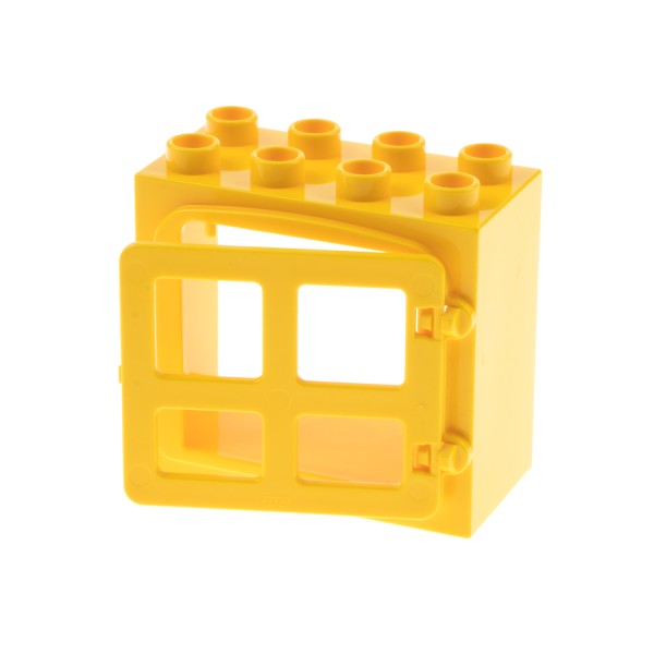 1x Lego Duplo Fenster Rahmen 2x4x3 gelb 4 Scheiben eckig 2206 2332b