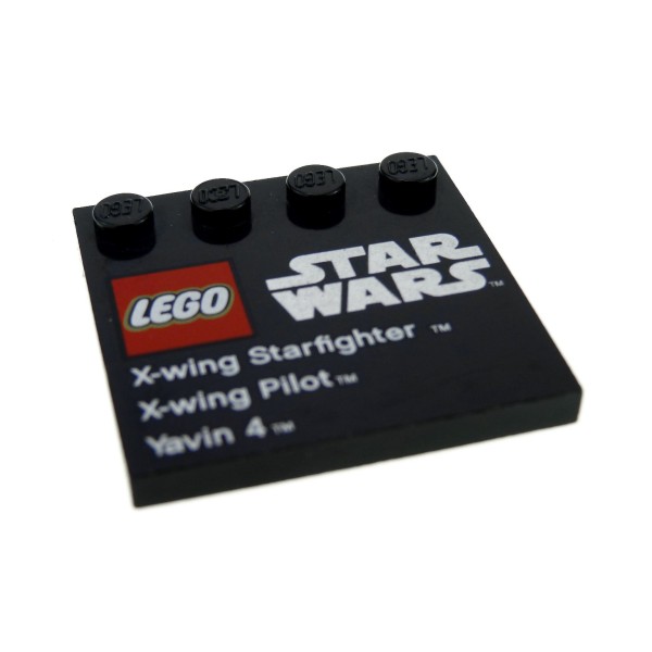 1x Lego Fliese modifiziert 4x4 schwarz bedruckt Star Wars Yavin 4 9677 6179pb047