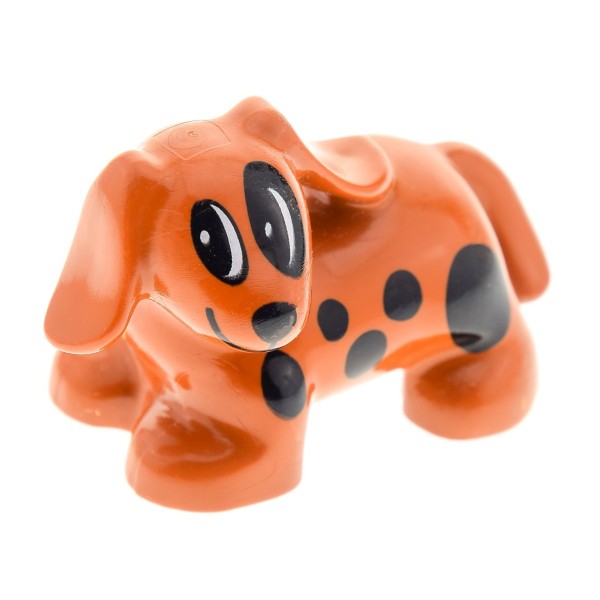 1x Lego Duplo Tier Hund dunkel orange braun Flecken schwarz Spot 31101pb01