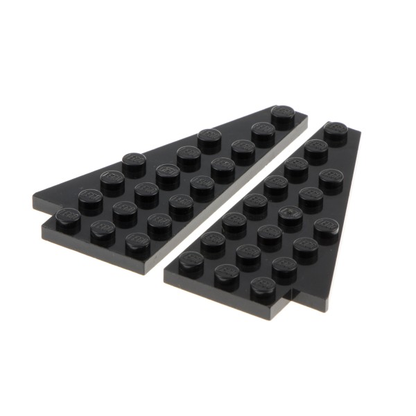 2 x Lego brick Black Wedge, Plate 8 x 4 Wing Left without Underside Stud Notch and Black Wedge, Plate 8 x 4 Wing Right without Underside Stud Notch Set 6781 6877 6979 3933a 3934a