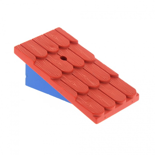 1x Lego Fabuland Dach rot Wand blau mit Schornstein Loch Dachstein Haus 787c03