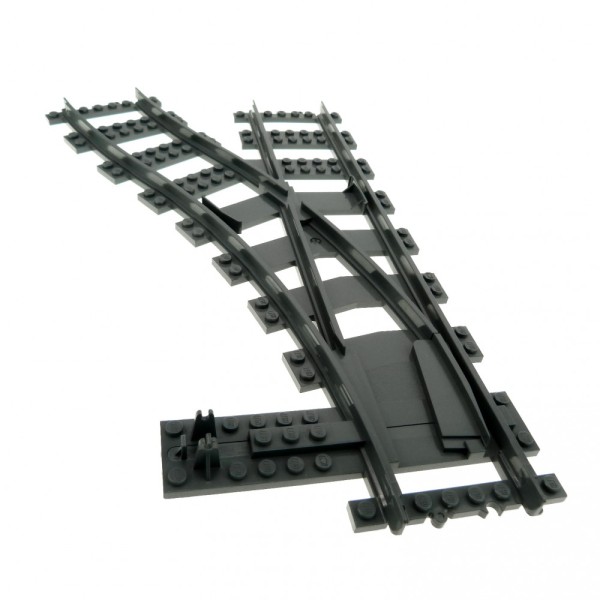 1x Lego Weiche Schiene neu-dunkel grau links Eisenbahn Zug RC 6085213 53407