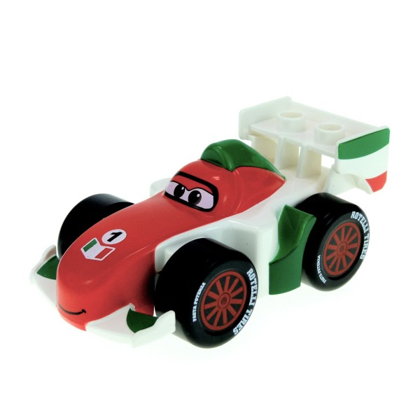 1x Lego Duplo Fahrzeug Cars Auto Francesco weiß rot grün crs055 94898pb01c01