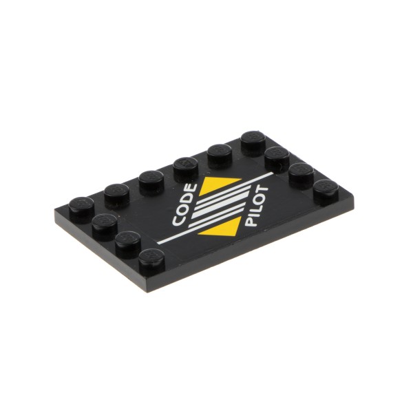 1x Lego Fliese modifiziert 4x6 schwarz Sticker CODE PILOT 8479 6180pb004