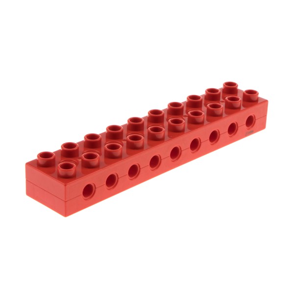 1x Lego Duplo Technic Bau Stein Arm rot 2x10 mit 9 Löchern in der Mitte 6515