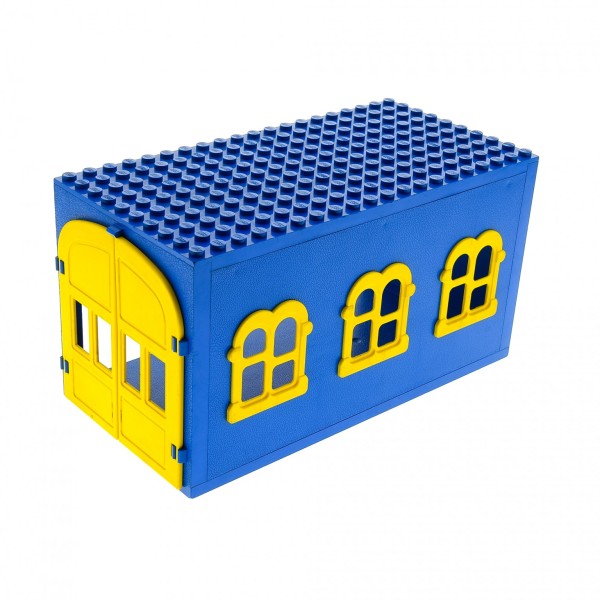 1x Lego Fabuland Gebäude B-Ware abgenutzt blau Garage Tor Fenster gelb x655c02