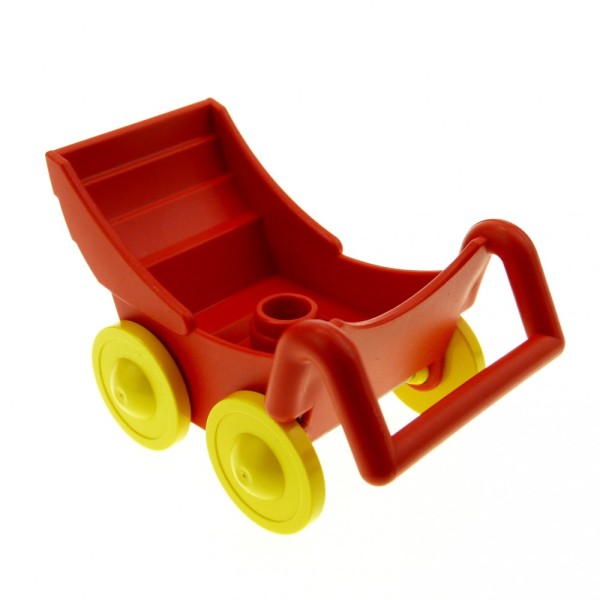 1x Lego Duplo Kinderwagen rot Räder gelb dünn Buggy Puppenwagen 4077c01 2147c01