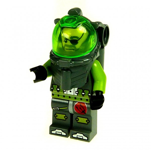 1 x Lego Figur Atlantis Taucher 3 grau grün Diver 3 Ace Speedman atl005 A50