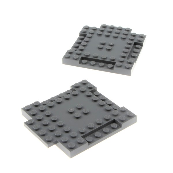 2x Lego Bau Platte modifiziert 8x8 neu-dunkel grau Steine 6400317 15624
