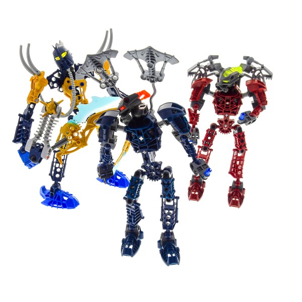 3 x Lego Bionicle Figuren Set Modelle Technic Glatorian 8981 Tarix 8602 Toa Nokama 8601 Toa Vakama incomplete unvollständig