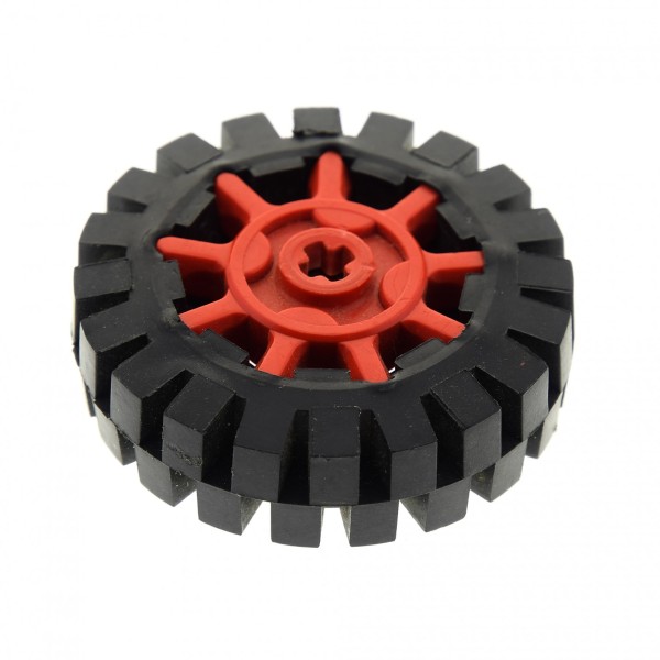 1x Lego Technic Rad 17x43 schwarz Reifen Felge Zahnrad rot 9Z g9 3634b g9c01