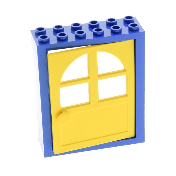 1x Lego Tür Rahmen 2x6x6 blau Fenster Haustür Blatt gelb Freestyle 600 6235c02
