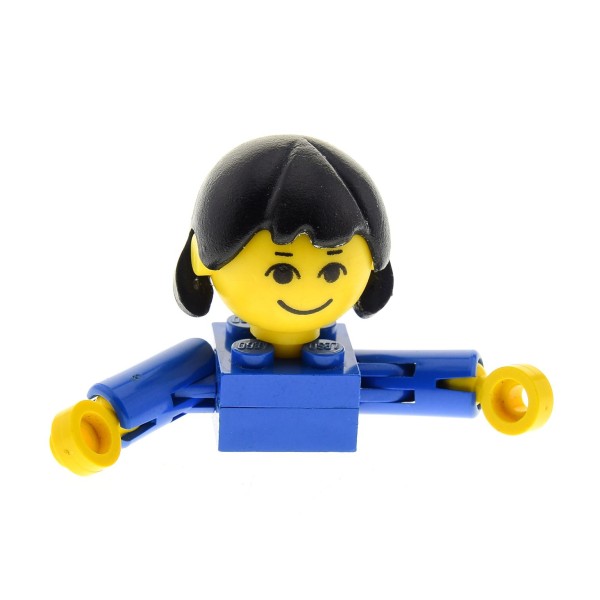 1 x Lego System Homemaker Großkopf Figur Frau Mutter Kind Mädchen Torso blau Gesicht mit Augenbrauen Arme kurz Haare lang ohne extra Halterung 217 x196 685px4c01