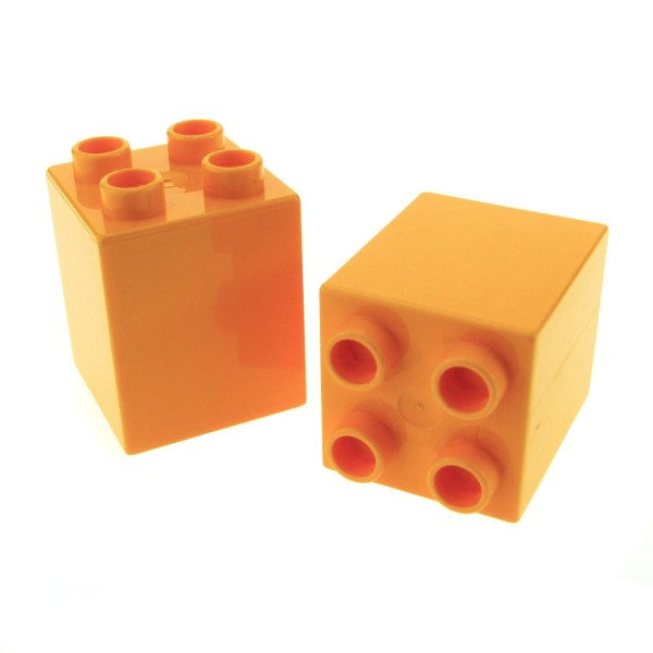 2x Lego Duplo Bau Stein 2x2x2 hell orange Basic Haus Burg Mauer 4520276 31110