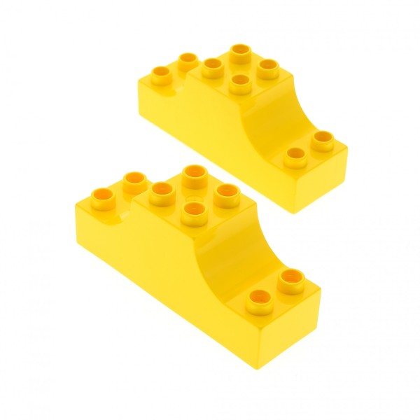 2 x Lego Duplo Dach Stein gelb 2x6x2 Brückenstein Podest Treppe Bogen Kurve an den Seiten 4197