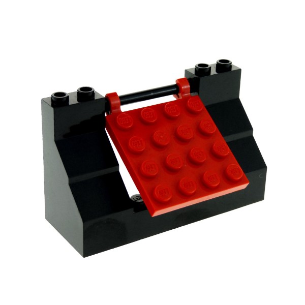 1x Lego Mauerteil 8x3x4 schwarz mit Klappe 4x4 rot Kanonen Luke Burg 47998 47993
